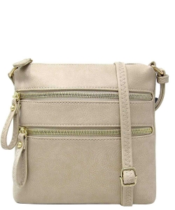 Double Zip Fashion Crossbody Bag WU085 BRICK